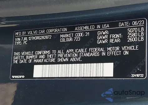 2024 Volvo S60 B5 Ultimate Dark Theme z USA, uszkodzony, nr VIN 7JRL12TM3RG282872